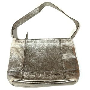 Y2K The Sak Women’s Shoulder Bag Leather Metallic Silver #0853